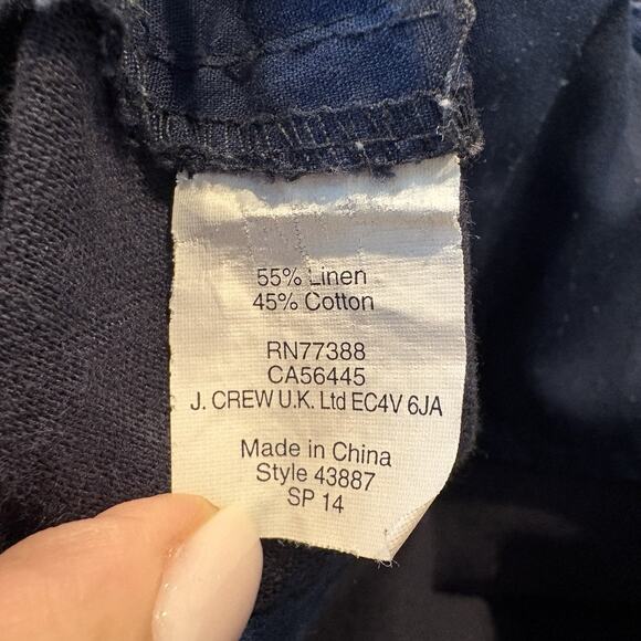 J. Crew‎ Navy Blue City Fit Linen Cotton Blend Pants Womens Size 6 (321) - Picture 4 of 5